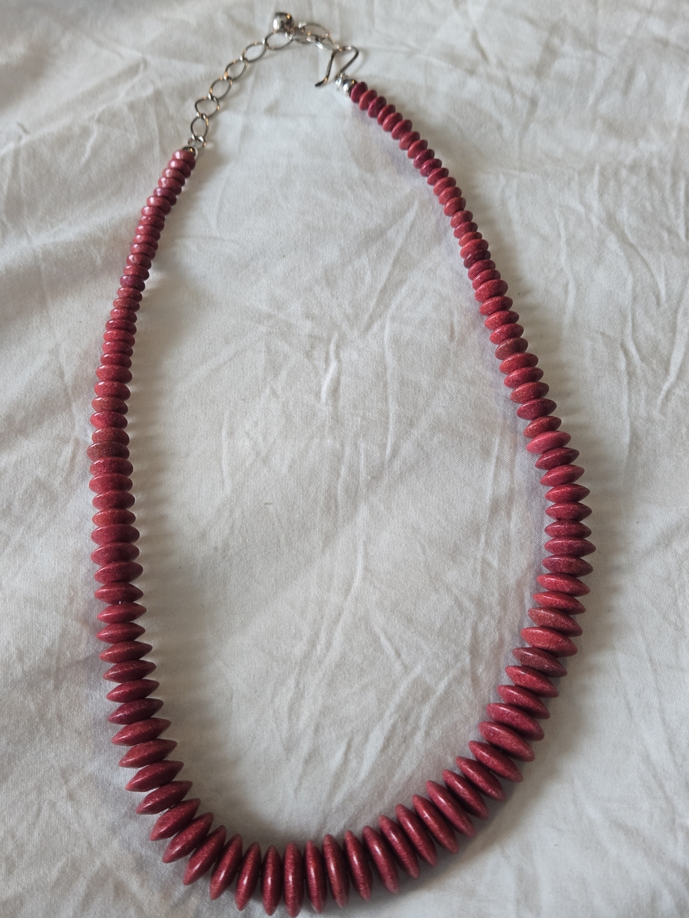 Jay King Mine Finds Red Bamboo Coral Graduated Disc Necklace DTR 16.5"